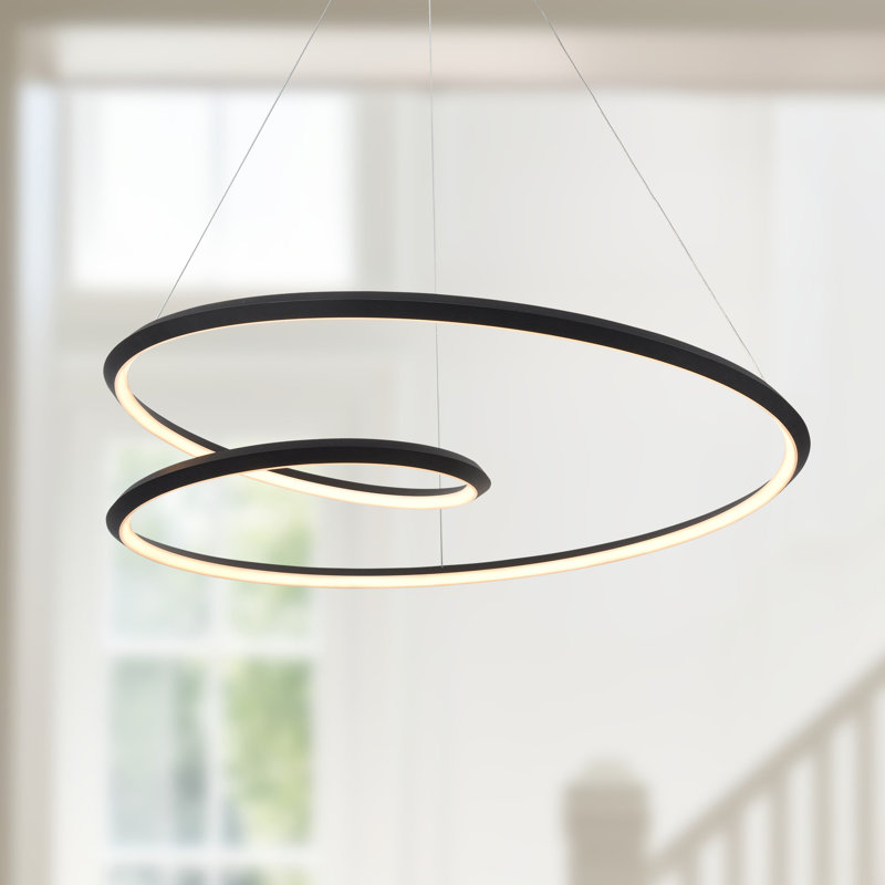 Ampersand 1 - Light LED Pendant, 129.63" H x 39.375" W x 39.375" D, Black