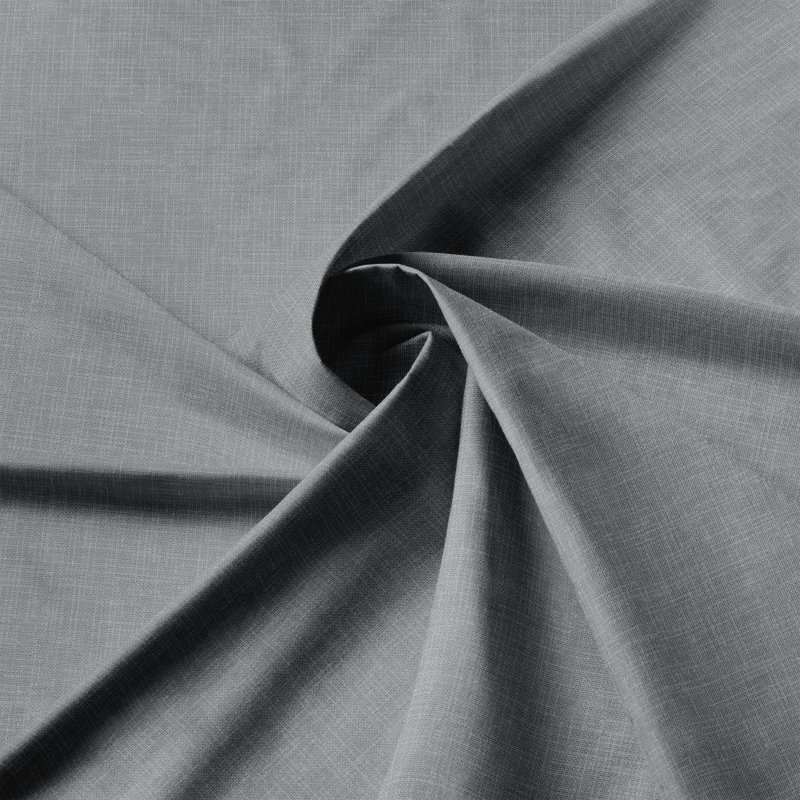 Shay Solid Gray Cotton Rod Pocket Drapery Panel Set of 2, 50" W x 96" L