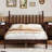 Massias Retro Wood Platform Bed with Gourd-Shaped Headboard and Wooden Slat Support-124338083-117216646