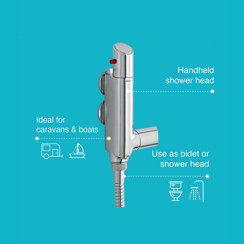Thermostatic Shower Mixer Valve,Solid Brass,Anti-Scald,Silver