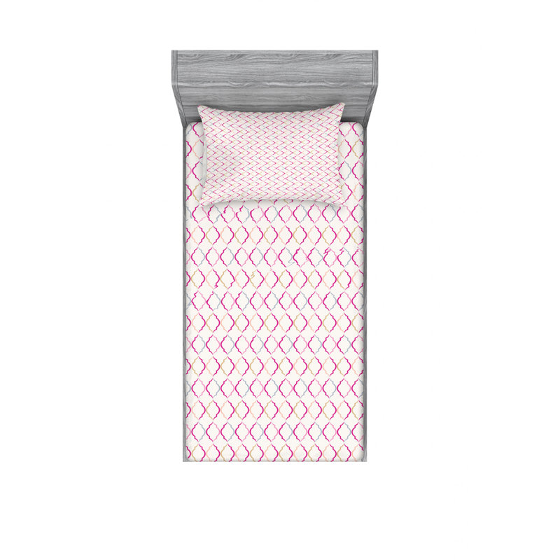 Microfiber Chevron Sheet Set, Twin Sheet Set with Fitted Sheet, Victorian Oval Chevron