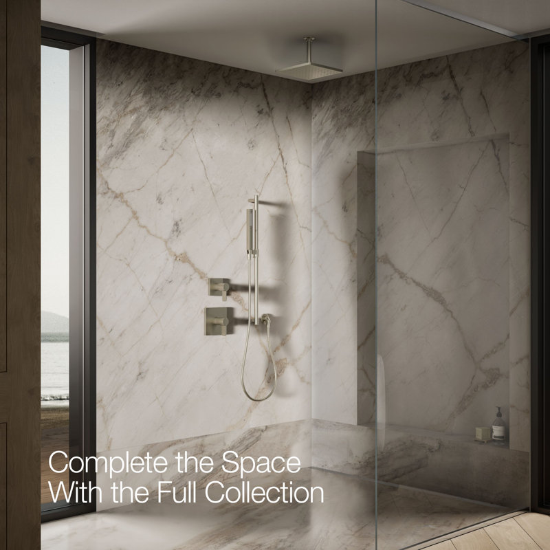 Honesty 10" Single-Function Wall or Ceiling-Mount Square Rainhead, Square Rain Showerhead 2.5 GPM, Vibrant Brushed Nickel
