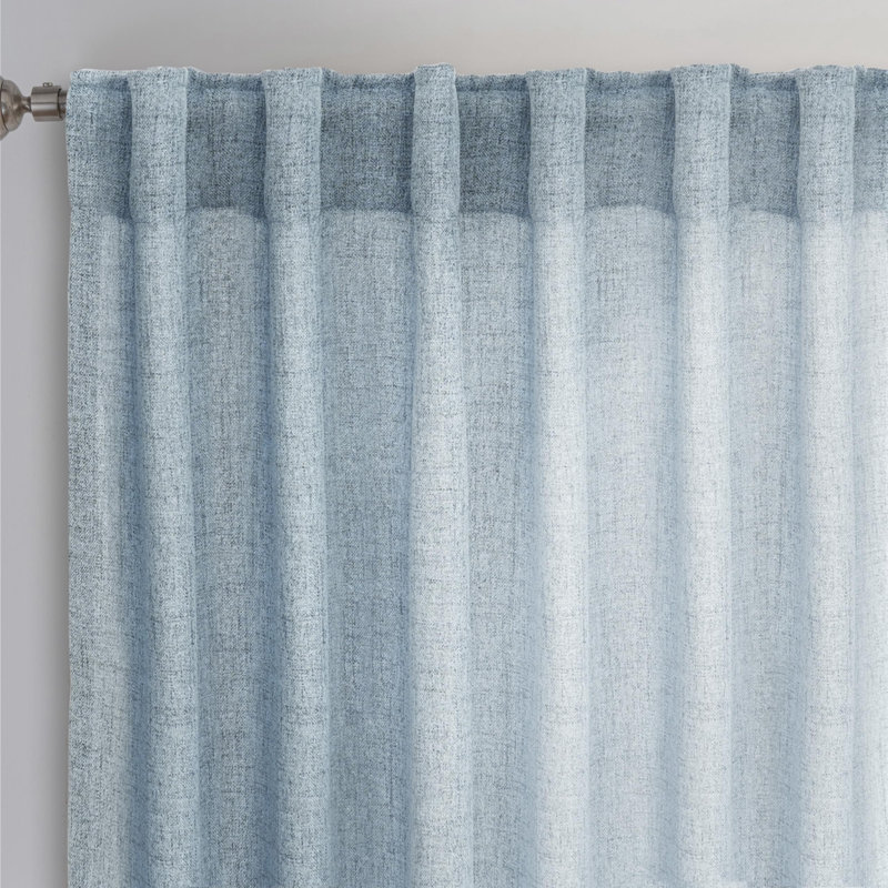 Janie Rod Pocket Semi-Sheer Curtain Panel Pair, 52" W x 96" L, Dusty Blue