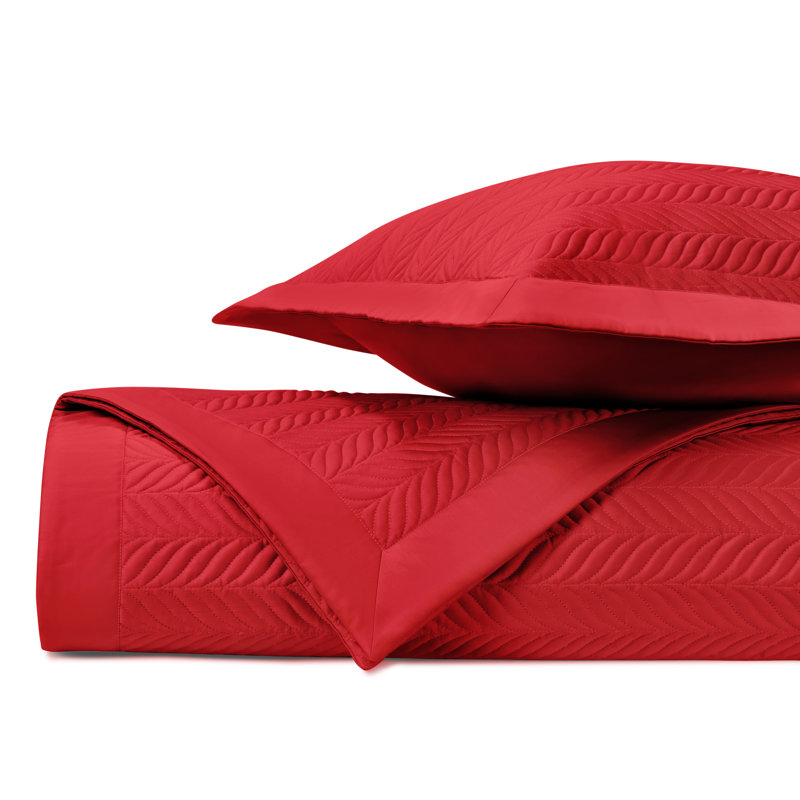 Egyptian Certified Cotton Coverlet Set, King Coverlet + 2 King Shams, Bri Red