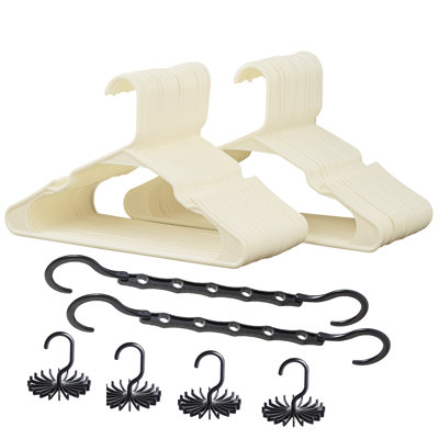 50 PACK Beige Plastic Non-Slip Standard Hanger