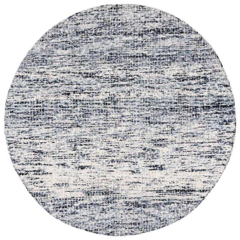 Abstract Hand Tufted Wool/Cotton Rug in Beige/Black, Round 6'