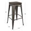Tabouret de bar contemporain en acier noir et bois naturel - ensemble de 2