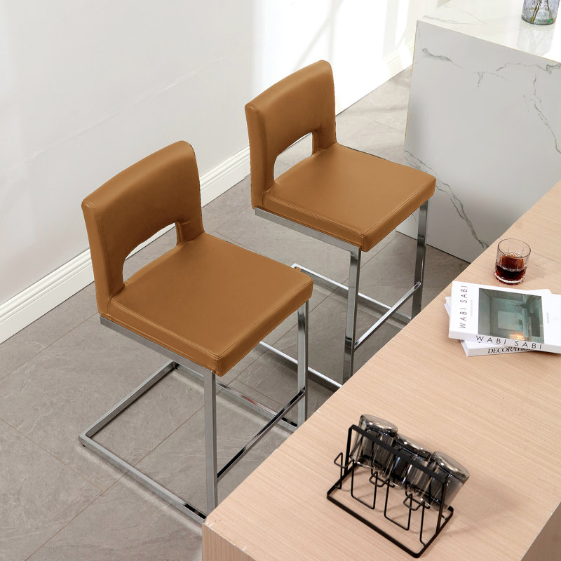 Tabouret de comptoir rembourré 26 po Daco, 2, Brun