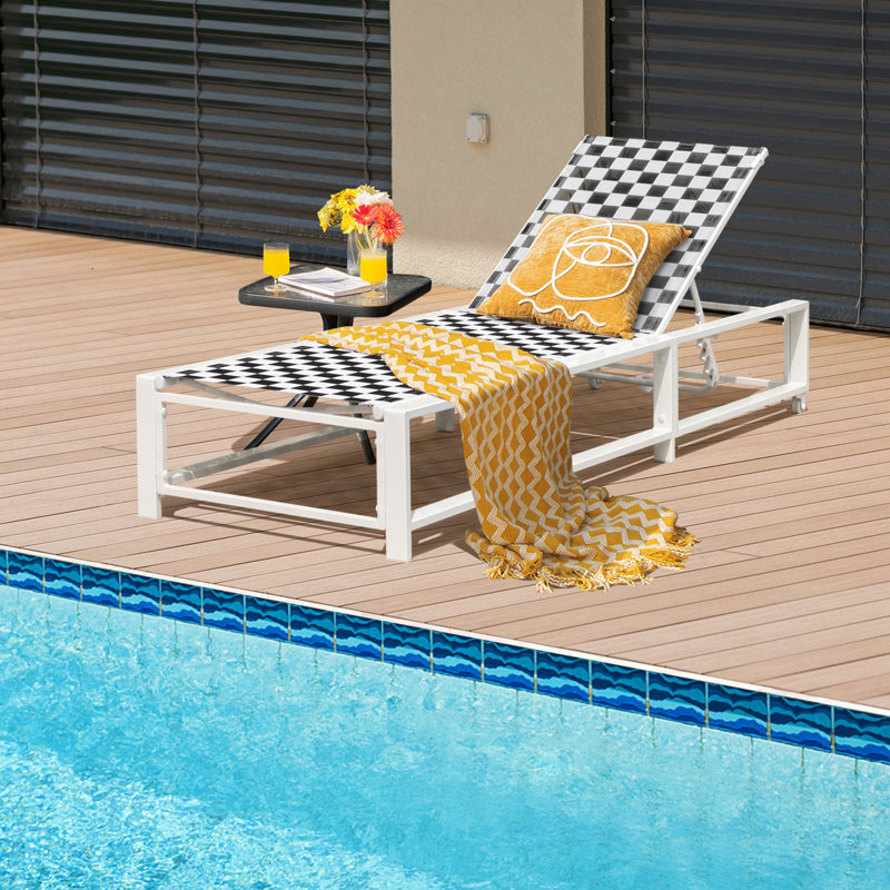 Fauteuil inclinable d'extérieur réglable en aluminium à 5 positions avec roulettes Bosley