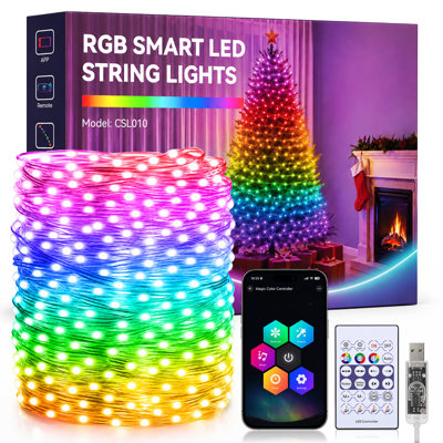 Guirlande lumineuse fée RVB à changement de couleur, 20M 200LED, 3 modes de contrôle USB à distance, alimenté par USB, 3 lumières décoratives résistantes à l'enchevêtrement pour Noël intérieur et extérieur, chambre à coucher, patio, décoration de fête