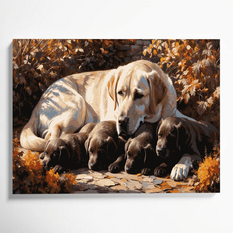 «Dogs Labrador Retriever», art mural sur toile noire, H 11 po x l 14 po