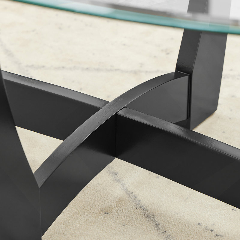 Glass Top Side End Table, Black