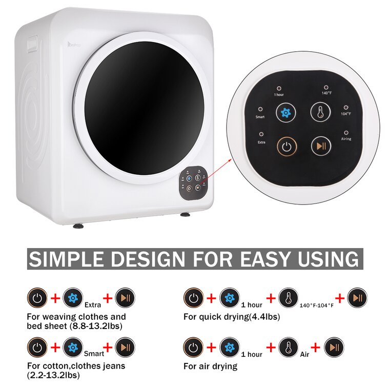 Ktaxon Portable 3.5 cu ft Compact Electric Dryer, White - ktaxon