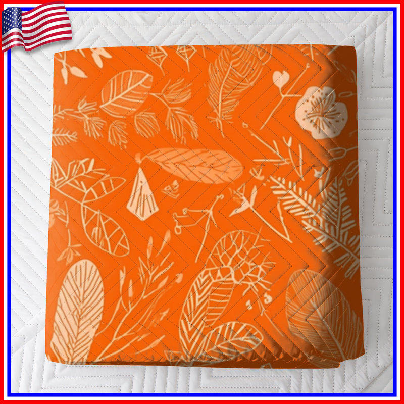 Couvre-lit matelassé orange Botanical Illustration, Grand lit