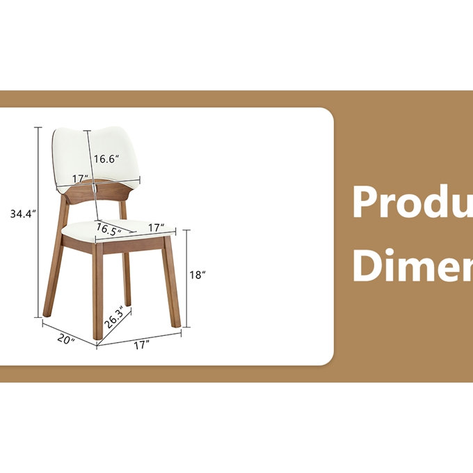 Chaises de salle à manger en bois massif, en polyuréthane blanc doux, Noyer, blanc