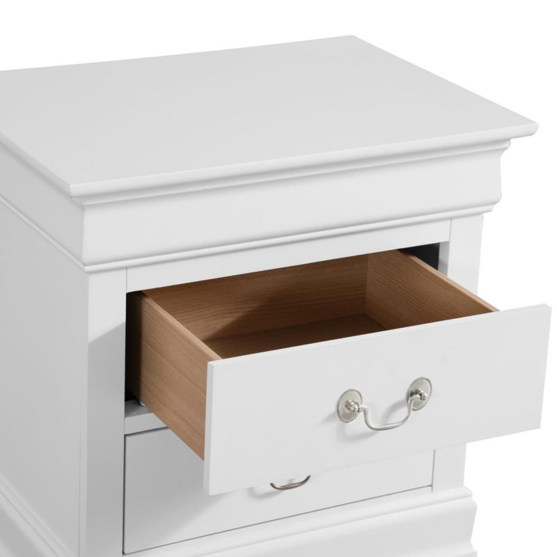 Nanhey Wooden Nightstand, White 1