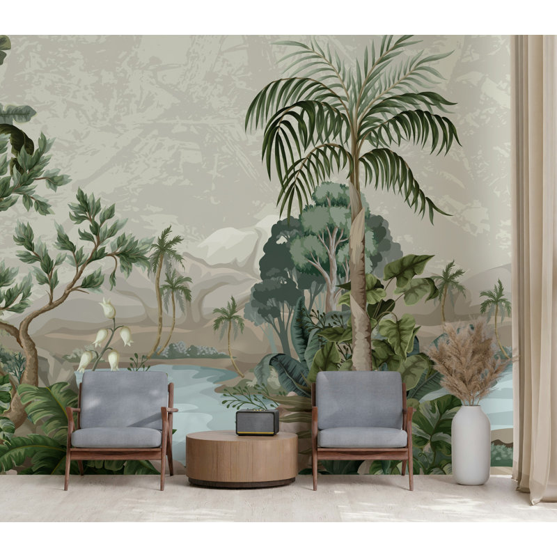 Papier peint palmier tropical, L 115 po x l 225 po