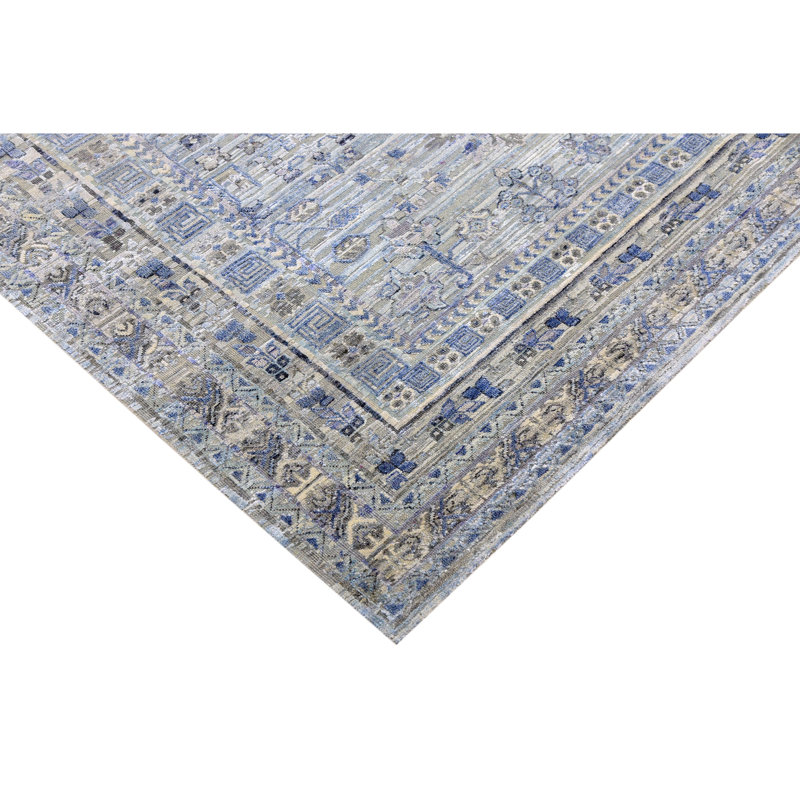 Oriental Area Rug in Light Blue/Blue/Gray, Rectangle 8' x 10'