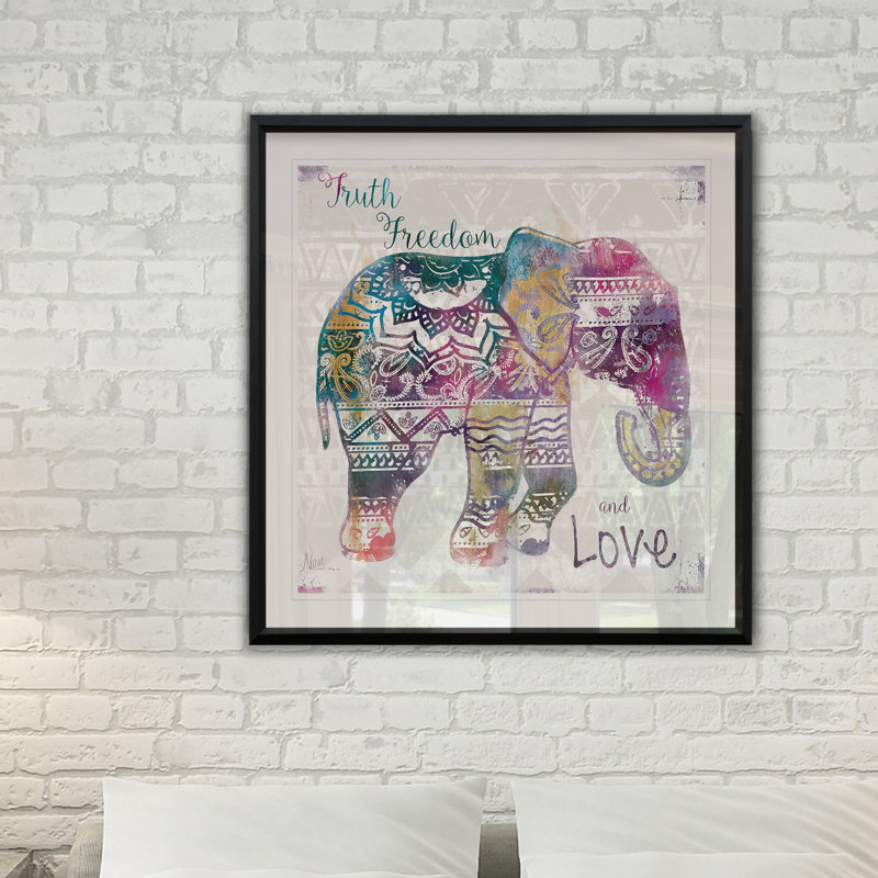 Impression de cadre éléphant Boho, H 26,5 po x l 26,5 po x P 1,5 po