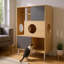 Arbre à chat moderne 2 en 1 et armoire d'appoint avec rangement, petite bibliothèque en bois avec bac à litière, armoire d'escalade pour chat avec rangement caché