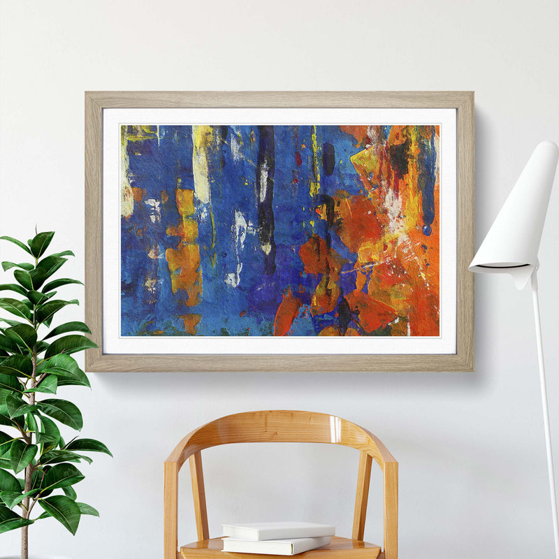 Abstract Vol.470 by S.Johnson - Single Picture Frame Painting, Oak Framed, 33cm H x 45cm W x 2cm D