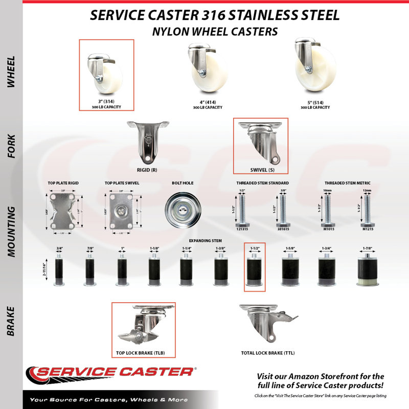 Swivel Stem Caster