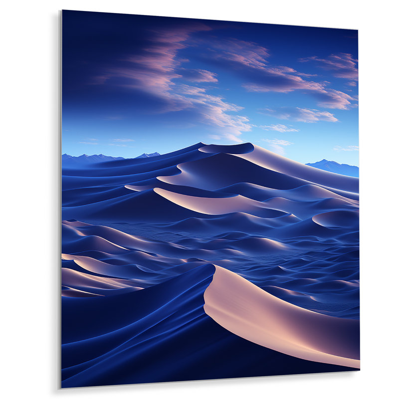 Blue Desert Dunes By Night - désert, art mural en métal, H 20 po x l 12 po x P 1 po