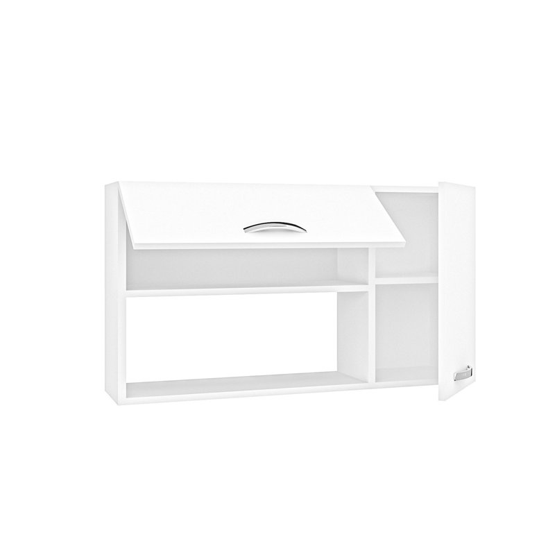 Armoire polyvalente moderne, blanche, 35,4 po x 20,5 po x 9,8 po | 100% panneau de particules enduit de mélamine, épaisseur: 0,7 pouce | Nombreuses tablettes, montage mural, conception élégante pour les solutions de rangement pour la maison et le bure