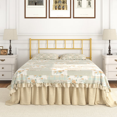 Queen Size Bed Frame, Metal Bed Frame with Headboard, Iron-Art Platform Bed No Box Spring Needed/Mattress
