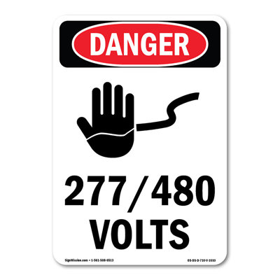 Ensemble de 10 décalcomanies 277 à 480 volts 5 po x 3,5 po