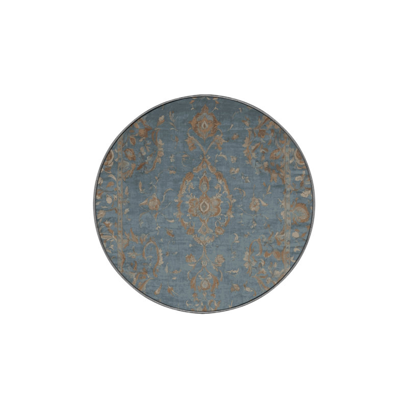 Machine Washable Gray Area Rug, Round 4'