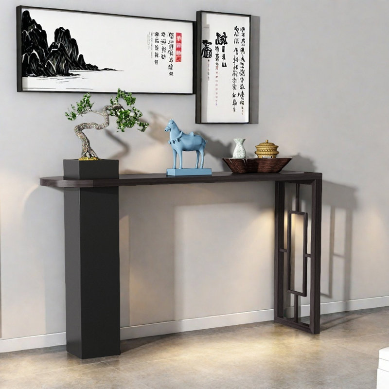 Nouvelle console en bois massif de style chinois, Noir ébène, H 33,5 po x l 63 po x P 11,8 po