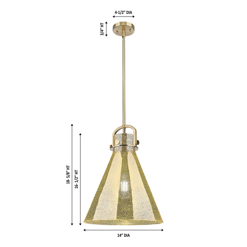 Luminaire suspendu avec tige 1 lumière Abisaid, Mercure, Nickel poli, H 15 po x l 14 po x P 14 po