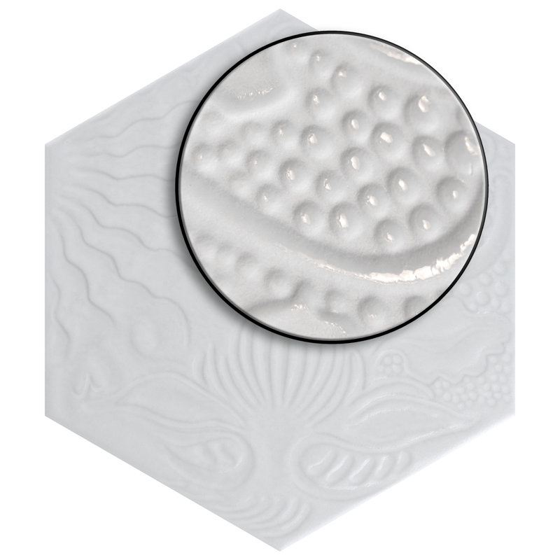 Gaudi Hex 9" x 10" Porcelain Patterned Wall & Floor Tile, White
