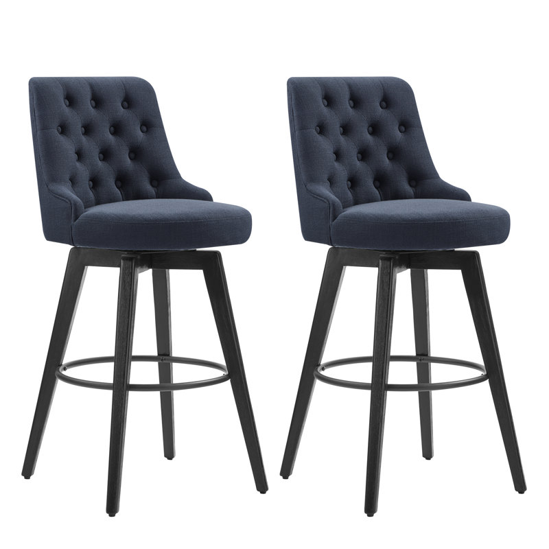 Arjean Swivel Upholstered Counter Stool, Insignia Blue, Bar Stool (30" Seat Height)