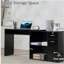 Bureau d'ordinateur en L avec angle de rotation de 180 °, avec tablettes de rangement, tiroirs et armoires