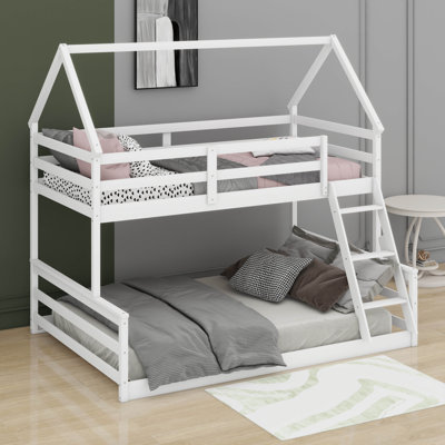 Twin Over Full House Bunk Bed With Built-In Ladder
