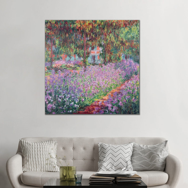 "Le jardin de l’artiste à Giverny" par Claude Monet 1900, reproduction d’art, Toile tendue, Pas de tapis