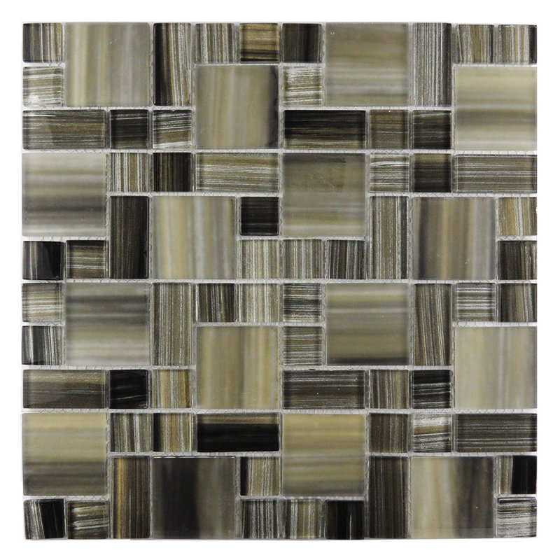 Handicraft 12 in. x 12 in. Stained Glass Multi Finish Versailles Mosaic Decorative Kitchen & Bathroom Wall Tile, Black Sea