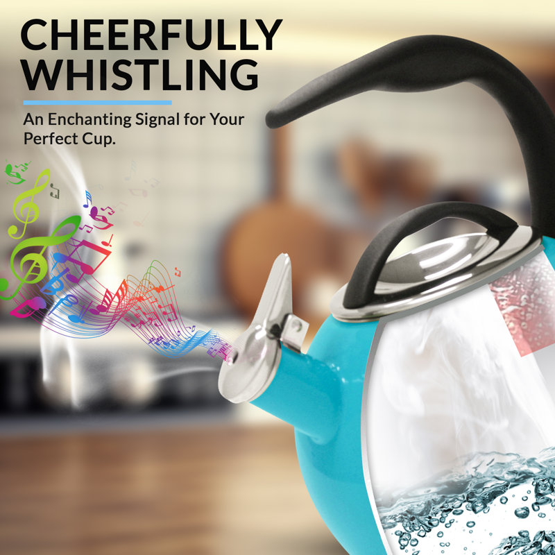 Chantal Anniversary 2 qt. Enamel on Steel Stovetop tea kettle, Aqua