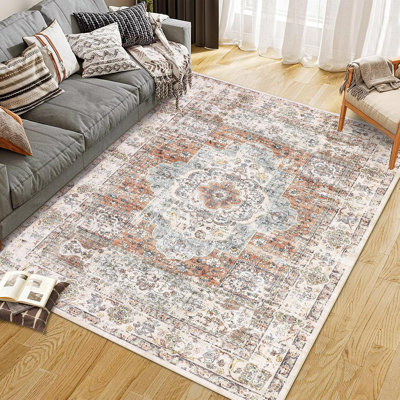 Tapis de salle à manger lavable à la machine Boho 5 x 7