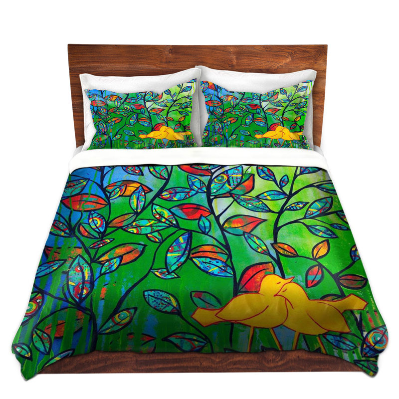 Ensemble de housse de couette love oiseaux, 1 housse simple + 1 taie standard