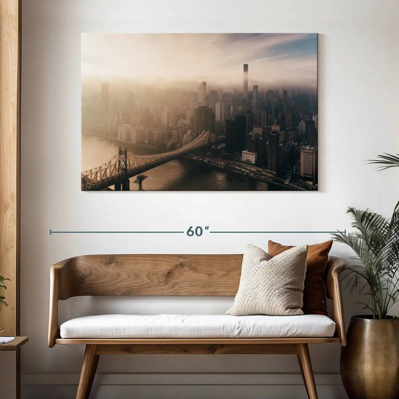 Skyline aérienne de Sirci Manhattan, H 32 po x l 48 po