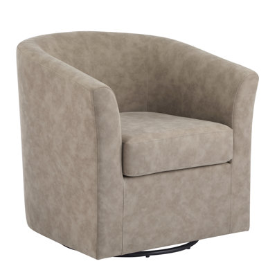 Wilmore Faux Leather Swivel Barrel Accent Chair, Modern 360-Degree Lounge Seating, Apricot by Latitude Run
