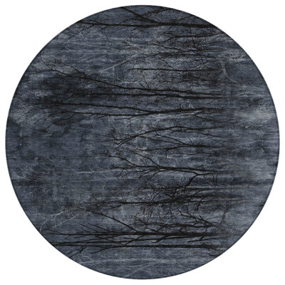Machine Washable Indoor/Outdoor Xhevrie Charcoal Rug