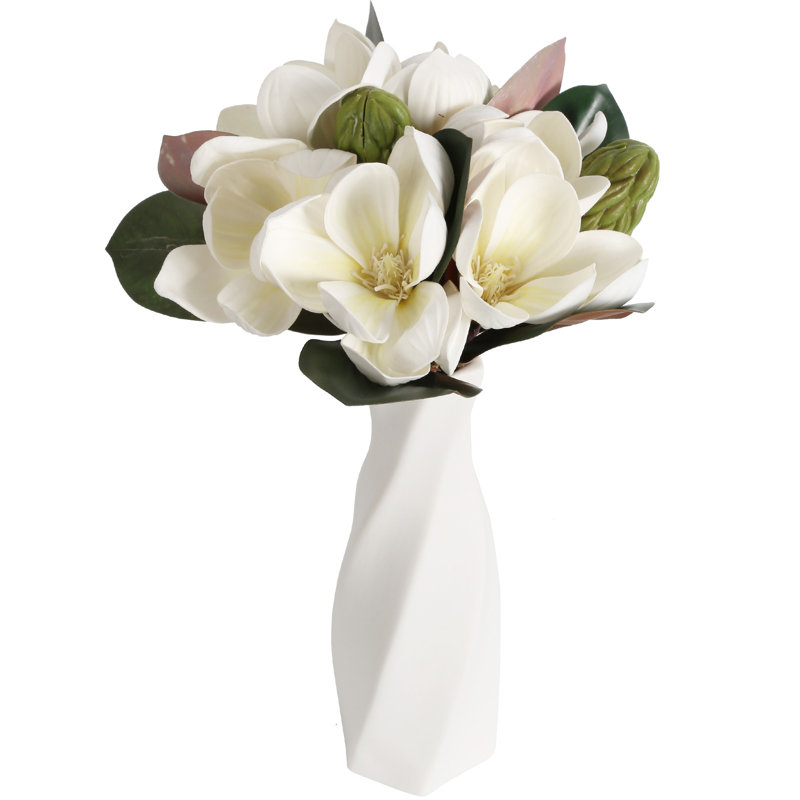 Arrangement floral artificiel Magnolia, Blanc
