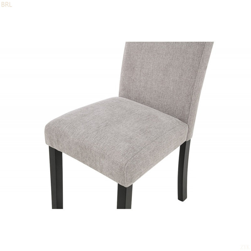 Ensemble de chaises de salle à manger rembourrées en tissu gris avec 2 pieds en bois noirs