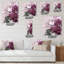 Horloge murale rétro - fleurs mauves et roses I-660029369