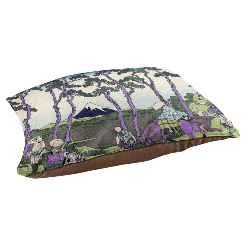 Coussin Burkart Hodogaya sur le tokyo, Grand (l 52 po x P 42 po x H 7,1 po), Vert / Mauve / Gris