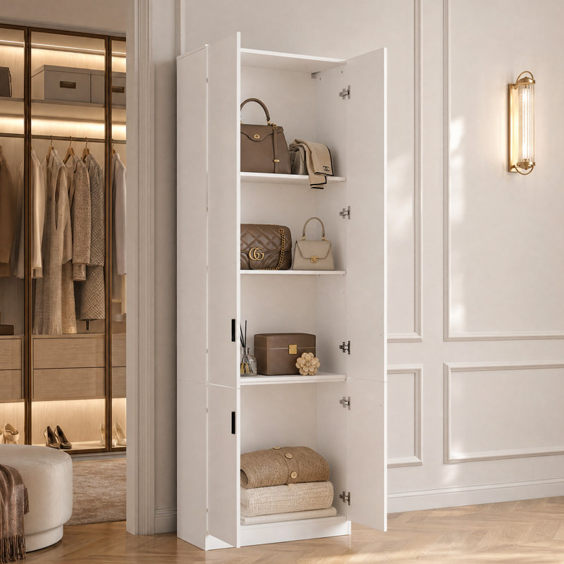 Armoire de rangement blanche à 4 portes l 31,5 po x P 15,7 po x H 94,5 po